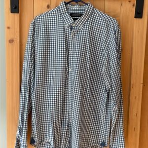 Zara Blue and White Casual Button Down Shirt